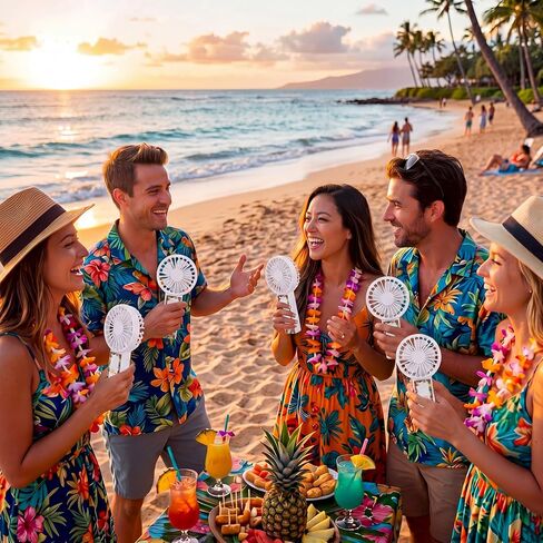 12 Pack Hawaii Theme Portable Handheld Fan USB Rechargeable Mini Personal Eyelash Fan with 3 Speeds for Hawaii Party Summer Pool Party Favor in Kuwait