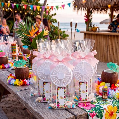 12 Pack Hawaii Theme Portable Handheld Fan USB Rechargeable Mini Personal Eyelash Fan with 3 Speeds for Hawaii Party Summer Pool Party Favor in Kuwait