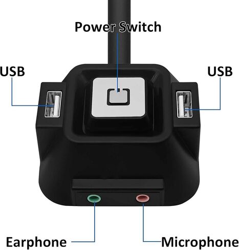 مفتاح الطاقة للكمبيوتر المكتبي ومفتاح الطاقة مع منافذ USB مزدوجة ومنفذ ميكروفون الصوت HDD وزر تشغيل عن بعد للكمبيوتر الخارجي لمقهى الإنترنت والعائلة - 1.5 متر /4.92 قدم in Kuwait