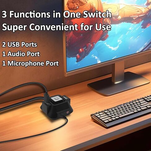 مفتاح الطاقة للكمبيوتر المكتبي ومفتاح الطاقة مع منافذ USB مزدوجة ومنفذ ميكروفون الصوت HDD وزر تشغيل عن بعد للكمبيوتر الخارجي لمقهى الإنترنت والعائلة - 1.5 متر /4.92 قدم in Kuwait