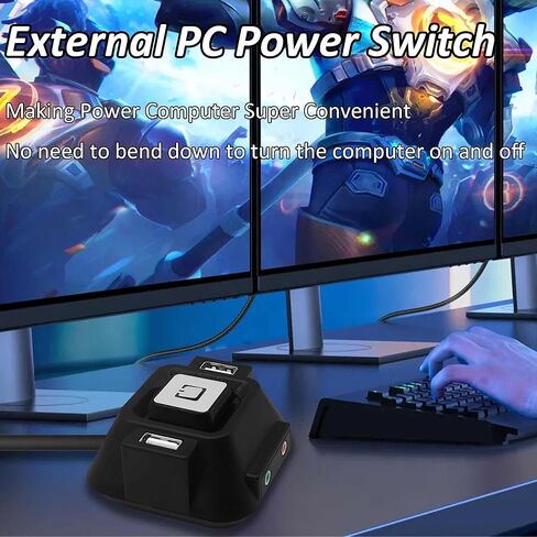 مفتاح الطاقة للكمبيوتر المكتبي ومفتاح الطاقة مع منافذ USB مزدوجة ومنفذ ميكروفون الصوت HDD وزر تشغيل عن بعد للكمبيوتر الخارجي لمقهى الإنترنت والعائلة - 1.5 متر /4.92 قدم in Kuwait