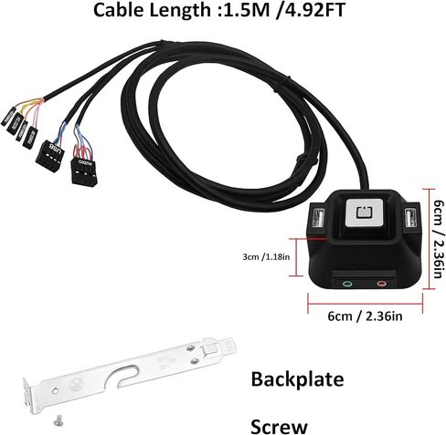 مفتاح الطاقة للكمبيوتر المكتبي ومفتاح الطاقة مع منافذ USB مزدوجة ومنفذ ميكروفون الصوت HDD وزر تشغيل عن بعد للكمبيوتر الخارجي لمقهى الإنترنت والعائلة - 1.5 متر /4.92 قدم in Kuwait