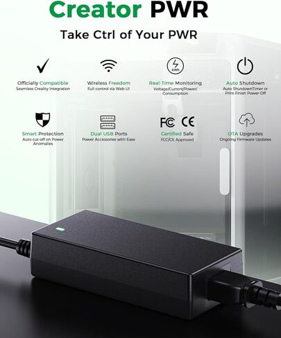 Creality Official Creator PWR Smart Power Supply، 100-240VAC، حماية فورية للطاقة، واي فاي، اتصال من النوع C، لطابعات Creality Hi/K1 Series/K2 Series/Ender-3 V3 إلخ. in Kuwait