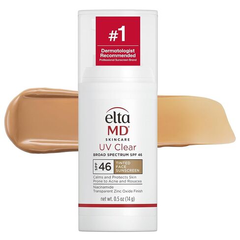 EltaMD UV Clear Tinted Face Sunscreen, SPF 46 Oil Free Sunscreen with Zinc Oxide, Protects and Calms Sensitive Skin and Acne-Prone Skin, Lightweight, Tinted, Dermatologist Recommended, 1.7 oz Pump in Kuwait
