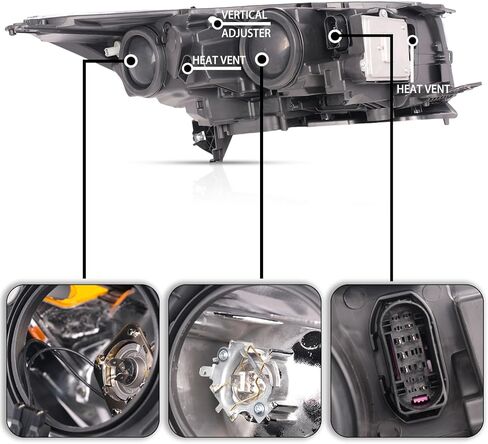 2PCS Headlights Assembly With Bulbs For 2017 2018 2019 Ford Escape(Kuga) S SE SEL Titanium Halogen With LED Daytime running light Replacement Headlamps Black Housing Amber Side in Saudi Arabia