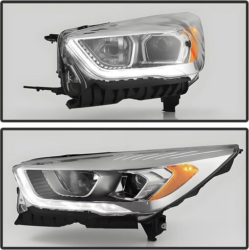2PCS Headlights Assembly With Bulbs For 2017 2018 2019 Ford Escape(Kuga) S SE SEL Titanium Halogen With LED Daytime running light Replacement Headlamps Black Housing Amber Side in Saudi Arabia