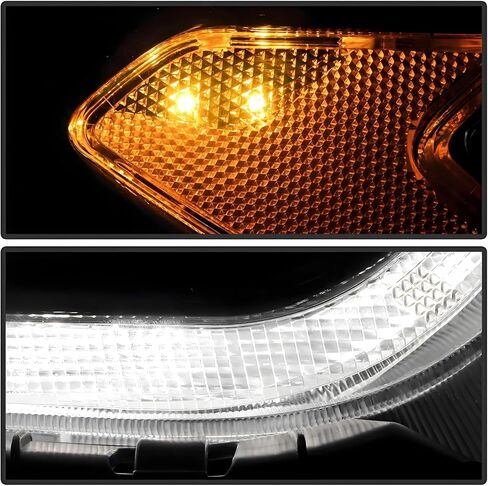 2PCS Headlights Assembly With Bulbs For 2017 2018 2019 Ford Escape(Kuga) S SE SEL Titanium Halogen With LED Daytime running light Replacement Headlamps Black Housing Amber Side in Saudi Arabia