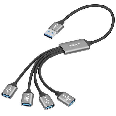 USB 3.0 Splitter 1-In-4 Out Y-Adapter Cable 1 قدم، 5 جيجابت في الثانية USB-A 3.0 ذكر إلى أربعة 4 أنثى OTG سلك تمديد، 4 USB Type-A متعدد المنافذ موصل موسع المحور، شاحن البيانات مقسم الطاقة للسيارة والكمبيوتر المحمول in Kuwait