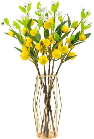 HUASHENGJD Artificial Lemon Branch - Fake Lemons Decorated with Realistic Artificial Lemons for Home, Kitchen,Lemon Tree,Flower, Lemons for Decoration, Realistic Lemon Decoration, 5 Packs in Saudi Arabia
