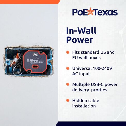 حامل جداري لجهاز iPad من الجيل العاشر من PoE Texas مع مؤشر حالة LED، قاعدة عرض سطحية للكمبيوتر اللوحي من الألومنيوم الأسود في غرفة الاجتماعات مع تطبيق Dash - مزود بمحول AC-USBC وحامل على الحائط in Kuwait