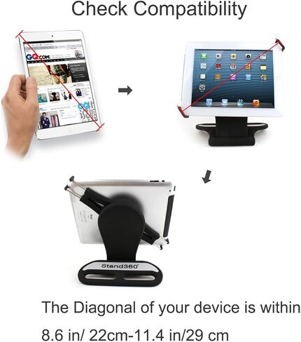 Universal Stand Holder 360 Swivel Rotating Tablet Stand Adjustable Mount Holder Fit for 7 "-10" Device - Black in Kuwait