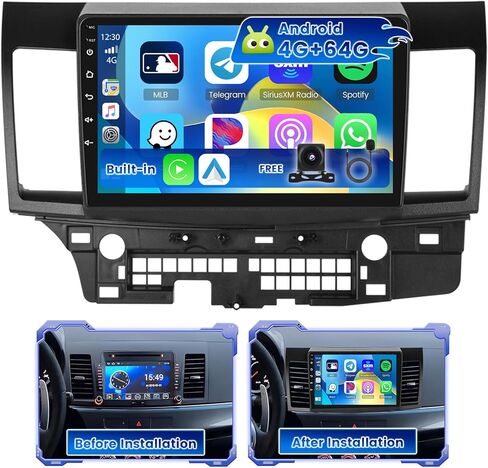 [DSP 4+64G] ستيريو سيارة Android 15 لسيارة Mitsubishi Lancer 2008-2017 (لنظام Rockford)، شاشة لمس Hikity 10 بوصات راديو لاسلكي Carplay Android Auto Bluetooth GPS WiFi SWC DSP/FM/RDS/32EQ كاميرا احتياطية in Kuwait