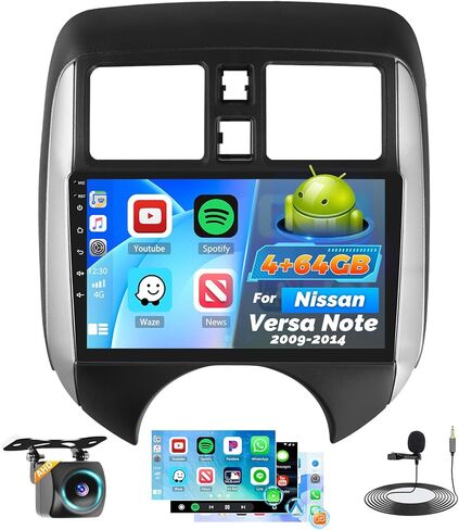 راديو سيارة Android 15 لسيارة Nissan Versa Note 2014 2015 2016، شاشة لمس عالية الدقة 9 بوصة لوحدة Versa Note Head مع Carplay Android Auto 5 جيجا هرتز WiFi GPS Bluetooth 5.0 1280 * 720 4+64G in Kuwait