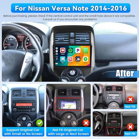 راديو سيارة Android 15 لسيارة Nissan Versa Note 2014 2015 2016، شاشة لمس عالية الدقة 9 بوصة لوحدة Versa Note Head مع Carplay Android Auto 5 جيجا هرتز WiFi GPS Bluetooth 5.0 1280 * 720 4+64G in Kuwait