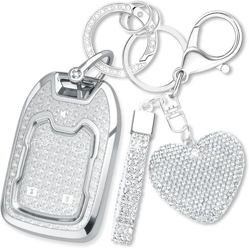 Fit for Chevy GMC Key Fob Cover with Diamond Keychain, Compatible with Chevrolet 2019-2022 Silverado and GMC Sierra 1500 2500HD 3500HD Smart Key Protector for Women (5 Buttons-Gold) in Saudi Arabia