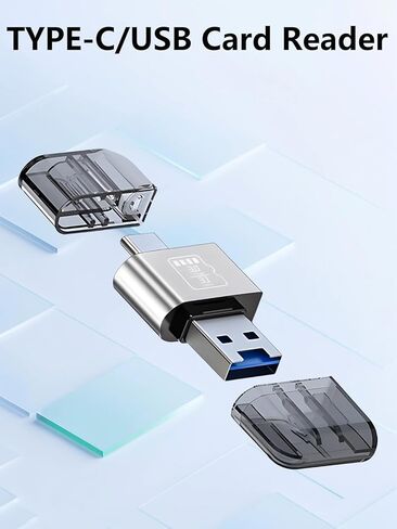 قارئ بطاقات، UYRUREL Type-c/USB 2 في 1، قارئ بطاقات، مناسب لبطاقات TF وMicro SD، عالمي للهواتف المحمولة والأجهزة اللوحية وأجهزة الكمبيوتر، التوصيل والتشغيل، أزرق. in Kuwait