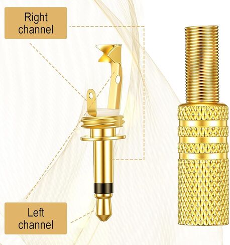 12PCS 3.5mm Jack 1/8" Replacement Repair Jack Quarter Inch to Headphone-Jack, TS Mono Male Plug Adapter 3.5mm Solder Type DIY Audio Cable Connector for Audio Cable Repair in Kuwait