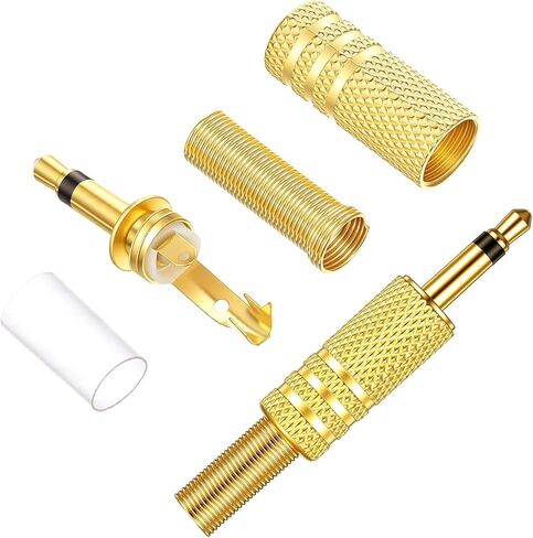 12PCS 3.5mm Jack 1/8" Replacement Repair Jack Quarter Inch to Headphone-Jack, TS Mono Male Plug Adapter 3.5mm Solder Type DIY Audio Cable Connector for Audio Cable Repair in Kuwait