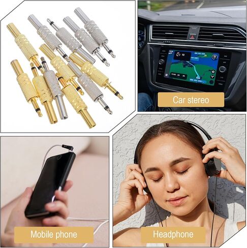 12PCS 3.5mm Jack 1/8" Replacement Repair Jack Quarter Inch to Headphone-Jack, TS Mono Male Plug Adapter 3.5mm Solder Type DIY Audio Cable Connector for Audio Cable Repair in Kuwait