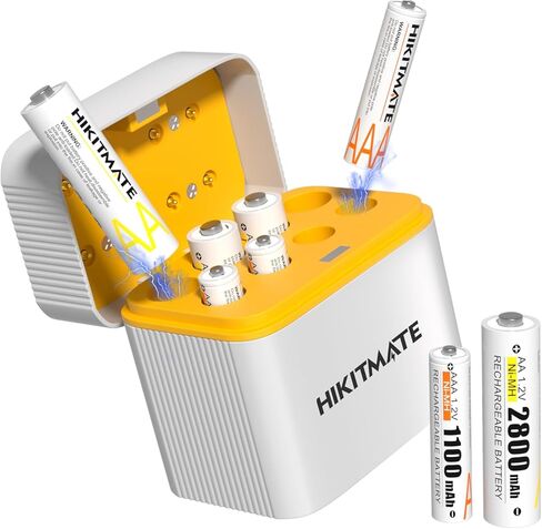 Rechargeable AA and AAA Batteries with Charger, 4AAA 1100mAh and 4AA 2800mAh High Capacity, 1.2V Constant Output, Double A Triple A Ni-MH Battery, 1600 Cycles, Independent 8 Slot Charger in Kuwait