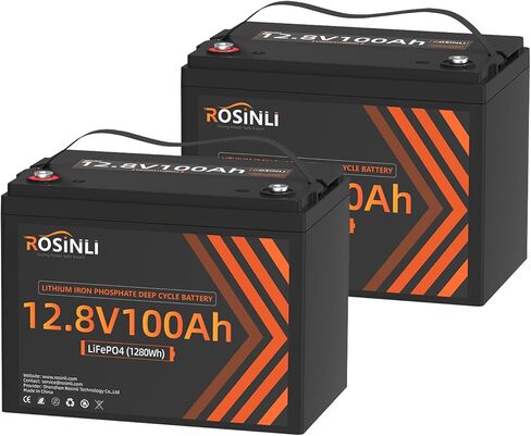 2Pack 12V 100Ah BCI Group 24 LiFePO4 Battery, Built in 100A BMS, Max. 15000 Deep Cycle Lithium Rechargeable Battery for RV, Trolling Motor, Camping, Marine, Solar, Home Energy Storage in Kuwait