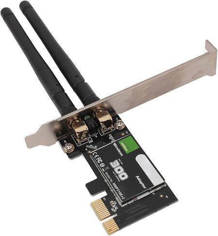 Fabater PCIe WiFi Adapter, 300Mbps 2.4GHz PCI Ex1 High Speed Wireless Network Adapter for Desktop PC, PCIe WiFi Card with Easy Installation and 2 Antennas for 7,8,10,11 and in Kuwait