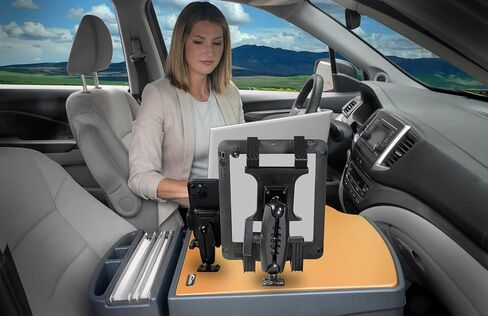 مكتب السيارة AutoExec Roadmaster لمحطة عمل سيارتك ومكتبك المحمول، برتقالي غروب الشمس، مع حامل للهاتف وحامل للكمبيوتر اللوحي in Kuwait