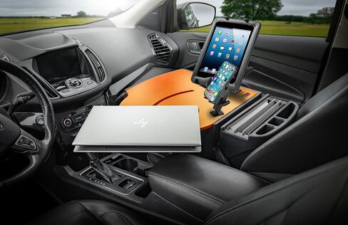 مكتب السيارة AutoExec Roadmaster لمحطة عمل سيارتك ومكتبك المحمول، برتقالي غروب الشمس، مع حامل للهاتف وحامل للكمبيوتر اللوحي in Kuwait
