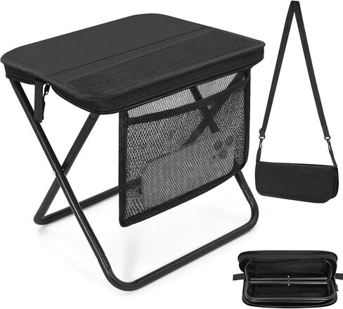 Portable Folding Camp Stool with Side Pocket, Lightweight Foldable Camping Stool for Adults, Backpacking Travel Fishing Stool Mini Chair, Compact Folding Seat with Storage Bag in Kuwait