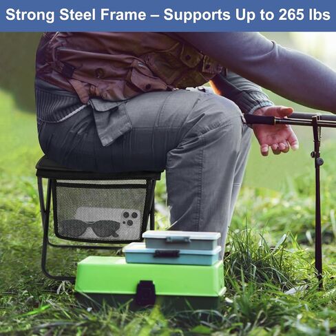 Portable Folding Camp Stool with Side Pocket, Lightweight Foldable Camping Stool for Adults, Backpacking Travel Fishing Stool Mini Chair, Compact Folding Seat with Storage Bag in Kuwait