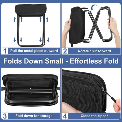 Portable Folding Camp Stool with Side Pocket, Lightweight Foldable Camping Stool for Adults, Backpacking Travel Fishing Stool Mini Chair, Compact Folding Seat with Storage Bag in Kuwait