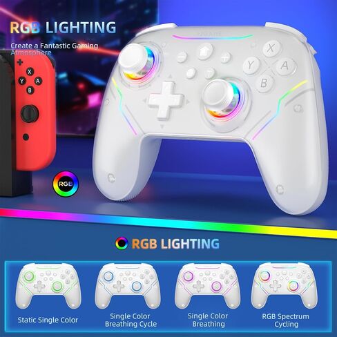 EJGAME Wireless Controller Compatible with Switch/Switch 2/Windows PC/Steam Deck/Android, Switch Pro Controller with Hall Effect Joysticks and Triggers,with USB Bluetooth Adapter for PC (White) in Kuwait