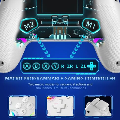 EJGAME Wireless Controller Compatible with Switch/Switch 2/Windows PC/Steam Deck/Android, Switch Pro Controller with Hall Effect Joysticks and Triggers,with USB Bluetooth Adapter for PC (White) in Kuwait