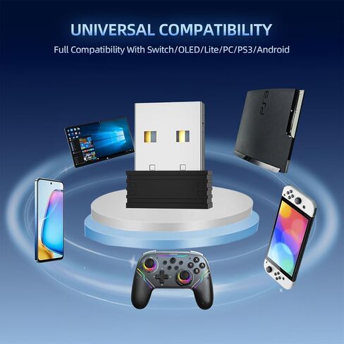 EJGAME Wireless Controller Compatible with Switch/Switch 2/Windows PC/Steam Deck/Android, Switch Pro Controller with Hall Effect Joysticks and Triggers,with USB Bluetooth Adapter for PC (White) in Kuwait