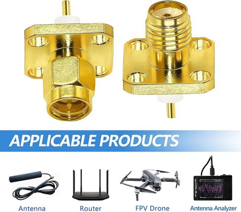 SMA Panel Mount Connector TUOLNK SMA Male Plug 4-Hole Flange Chassis Solder Coax Adapter SMA Female Jack Mounting Panel Post Straight Insulator PCB Coaxial Converter 2 Pack in Kuwait