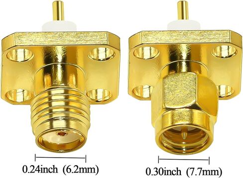 SMA Panel Mount Connector TUOLNK SMA Male Plug 4-Hole Flange Chassis Solder Coax Adapter SMA Female Jack Mounting Panel Post Straight Insulator PCB Coaxial Converter 2 Pack in Kuwait