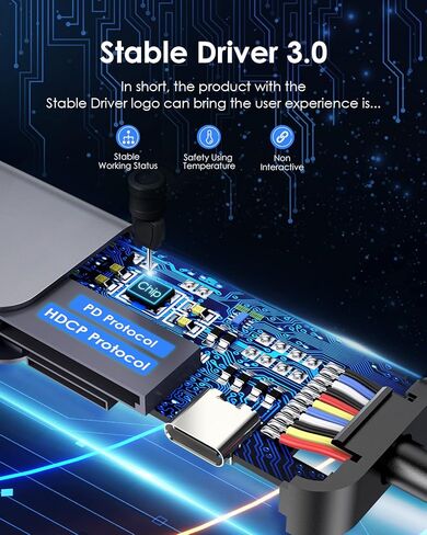 محول محور USB-C، مخرج HDMI 4K، منافذ USB 3.0 ومنفذ USB 2.0 مزدوج، قارئ SD/TF، ​​شحن PD بقوة 100 وات، تصميم مضغوط، رمادي داكن in Kuwait
