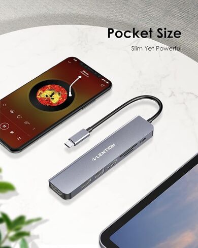 محول محور USB-C، مخرج HDMI 4K، منافذ USB 3.0 ومنفذ USB 2.0 مزدوج، قارئ SD/TF، ​​شحن PD بقوة 100 وات، تصميم مضغوط، رمادي داكن in Kuwait
