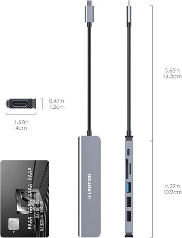 محول محور USB-C، مخرج HDMI 4K، منافذ USB 3.0 ومنفذ USB 2.0 مزدوج، قارئ SD/TF، ​​شحن PD بقوة 100 وات، تصميم مضغوط، رمادي داكن in Kuwait