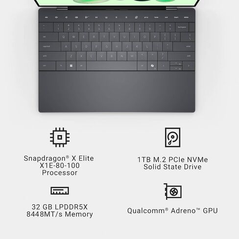 كمبيوتر محمول Dell XPS 13 9345، Copilot+ AI PC (13.4 بوصة FHD+ 120 هرتز، Qualcomm 12-Core Snapdragon X Elite، ذاكرة وصول عشوائي 32 جيجابايت، 1 تيرابايت SSD) رفيع وخفيف، عمر بطارية 27 ساعة، كاميرا ويب IR، Wi-Fi 7، Win 11 Pro (متجدد) in Kuwait