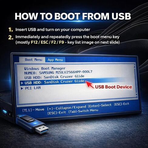 USB قابل للتمهيد (النوع A) لنظام التشغيل Windows 10 Pro - يتضمن مفتاح التنشيط التثبيت والإصلاح والاستعادة لسطح المكتب والكمبيوتر المحمول. in Kuwait