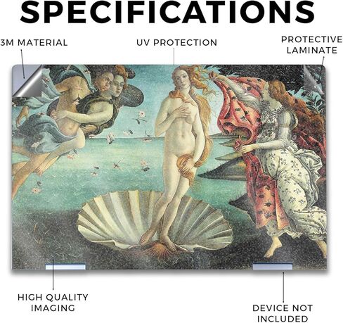 Glossy Glitter Laptop Skin Compatible with HP Envy x360 14" (2023) - Birth of Venus - Premium 3M Vinyl Protective Wrap Decal Cover - Easy to Apply | Crafted in The USA by MightySkins in Kuwait