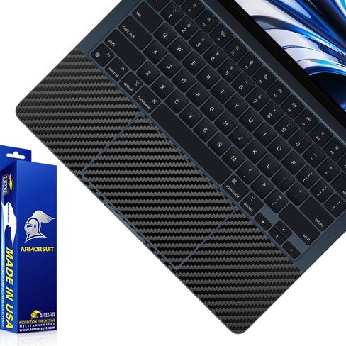 غلاف من الفينيل من ألياف الكربون الأسود من ArmorSuit MilitaryShield لجهاز Apple MacBook Air 13.6 بوصة [مع شريحة M2] (2022) - مسند راحة اليد ولوحة اللمس in Kuwait