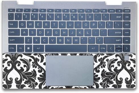 Carbon Fiber Laptop Skin Compatible with HP Envy x360 14" (2023) - Black Damask - Premium 3M Vinyl Protective Wrap Decal Cover - Easy to Apply | Crafted in The USA by MightySkins in Kuwait