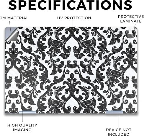 Carbon Fiber Laptop Skin Compatible with HP Envy x360 14" (2023) - Black Damask - Premium 3M Vinyl Protective Wrap Decal Cover - Easy to Apply | Crafted in The USA by MightySkins in Kuwait