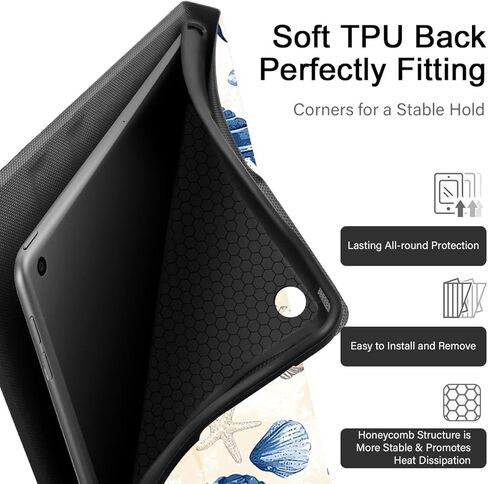 Aesthetic Summer Beach Tablet Case for iPad 9th/8th/7th Gen Case 2021/2020/2019 10.2 Inch,Cute Blue Shell for Women Men Teens Protective Cover Flip PU Leather Stand Funda in Kuwait