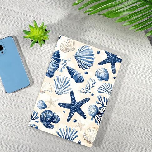 Aesthetic Summer Beach Tablet Case for iPad 9th/8th/7th Gen Case 2021/2020/2019 10.2 Inch,Cute Blue Shell for Women Men Teens Protective Cover Flip PU Leather Stand Funda in Kuwait