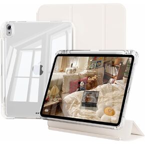 حافظة لجهاز iPad Air 11 بوصة (M4/M3/M2) 2026/2025/2024، لجهاز iPad Air الجيل الخامس/الرابع 10.9 بوصة 2022/2020، غطاء قابل للفصل 2 في 1 وحامل صورة/مناظر طبيعية مع حامل قلم رصاص، أبيض كريمي in Saudi Arabia