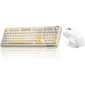 SOLAKAKA KI99 Pro وSM822، مجموعة لوحة مفاتيح وماوس لاسلكية للألعاب (أبيض) in Kuwait