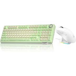 SOLAKAKA KI99 وSM822، مجموعة لوحة مفاتيح وماوس لاسلكية للألعاب (KI99 GreenWhite & SM822 White) in Kuwait